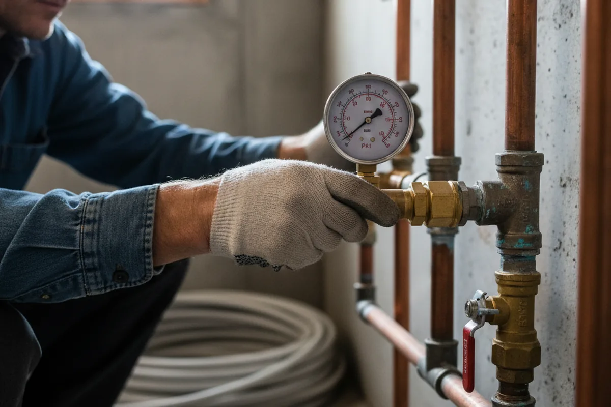 Pressure testing a repaired line during Water Line Repair in Stone Ridge